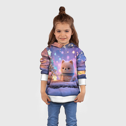 Детская толстовка Новогодний пушистый щенок / 3D-Белый – фото 4