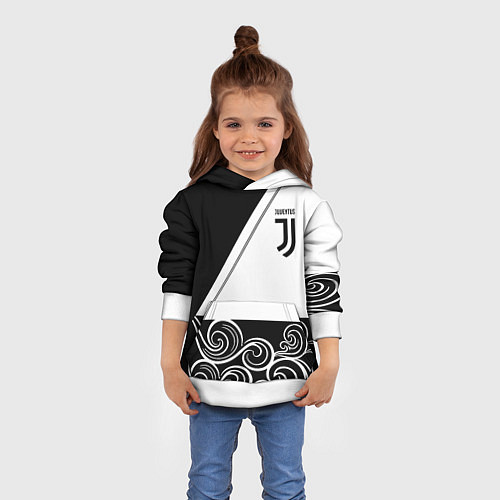 Детская толстовка Ювентус геометрия полосы текстура / 3D-Белый – фото 4