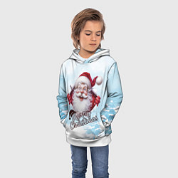 Толстовка-худи детская Санта в зимнем лесу, цвет: 3D-белый — фото 2