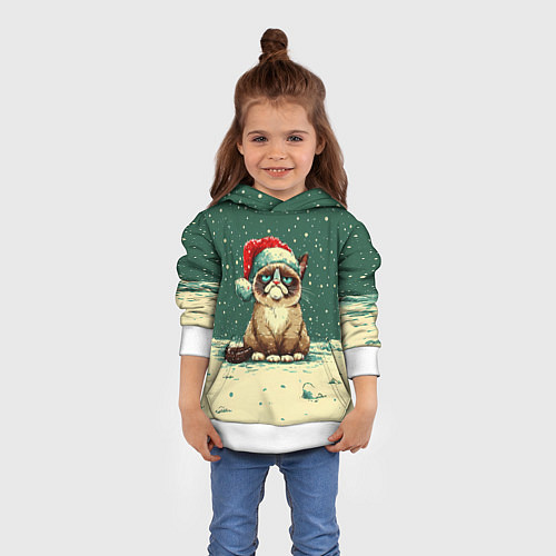 Детская толстовка Печальный Новогодний мем кот / 3D-Белый – фото 4