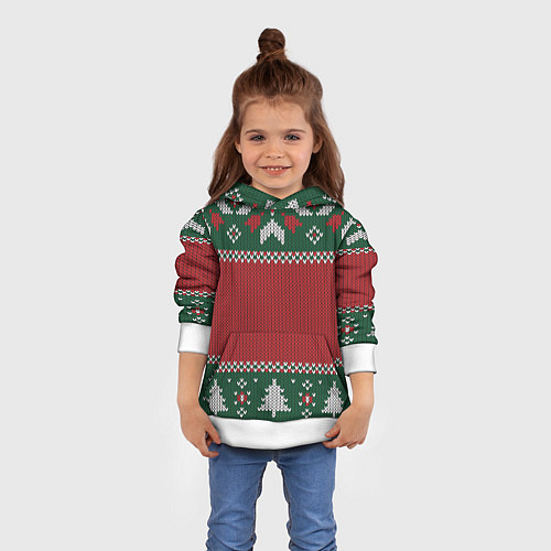 Детская толстовка Новогодний узор вязаный / 3D-Белый – фото 4
