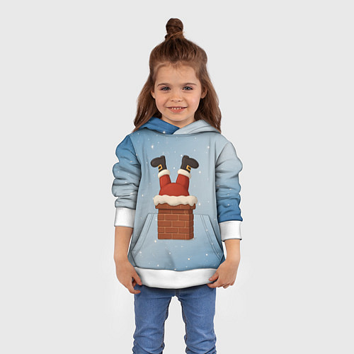 Детская толстовка Санта торчит из трубы / 3D-Белый – фото 4
