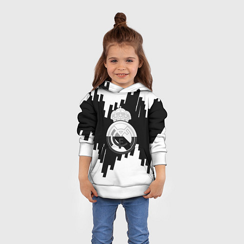 Детская толстовка Реал Мадрид белая геометрия / 3D-Белый – фото 4