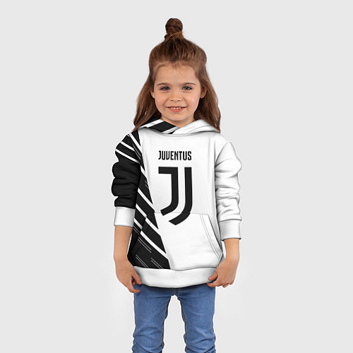 Детская толстовка Ювентус полосы геометрия текстура / 3D-Белый – фото 4