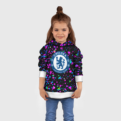 Детская толстовка Челси неоновые краски / 3D-Белый – фото 4