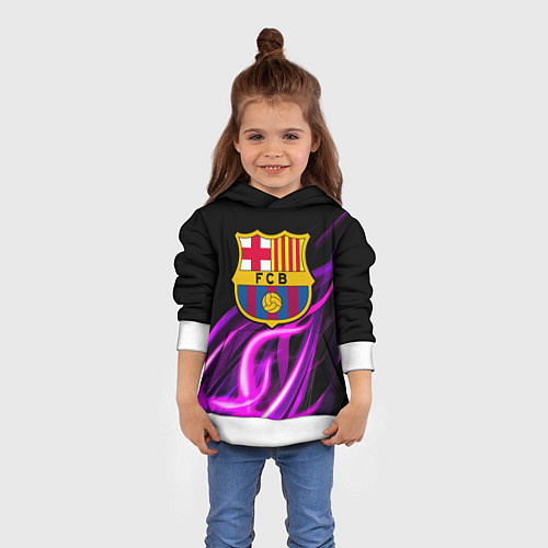 Детская толстовка Барселона неоновый огонь текстура / 3D-Белый – фото 4