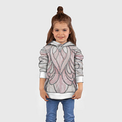 Толстовка-худи детская Нежно розовый орнамент из перьев, цвет: 3D-белый — фото 2