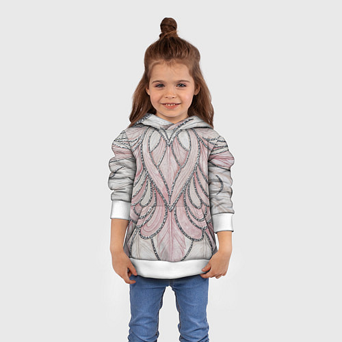 Детская толстовка Нежно розовый орнамент из перьев / 3D-Белый – фото 4
