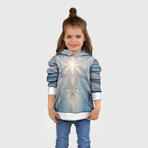 Детская толстовка Ледяной перьевой орнамент со светом / 3D-Белый – фото 4