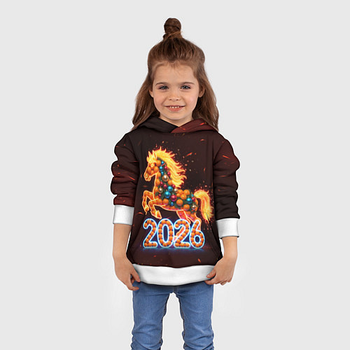 Детская толстовка Праздничная лошадь / 3D-Белый – фото 4