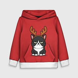 Толстовка-худи детская Котик не олень, цвет: 3D-белый