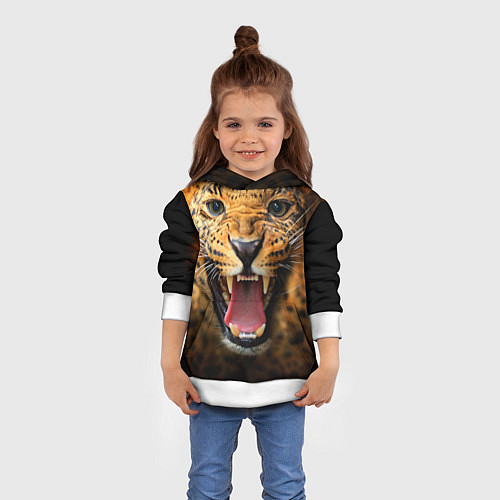 Детская толстовка Рык леопарда / 3D-Белый – фото 4