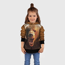 Толстовка-худи детская Рык медведя, цвет: 3D-черный — фото 2