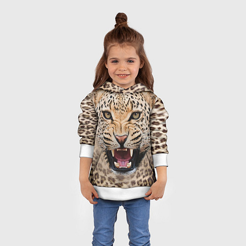 Детская толстовка Взгляд леопарда / 3D-Белый – фото 4