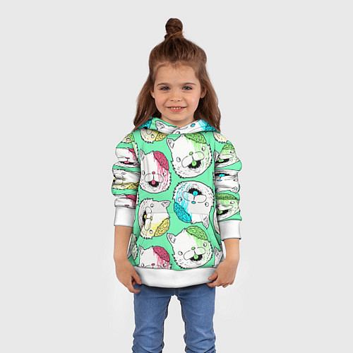 Детская толстовка Drop Dead: Kitty Heads / 3D-Белый – фото 4