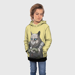 Толстовка-худи детская Кот, цвет: 3D-черный — фото 2