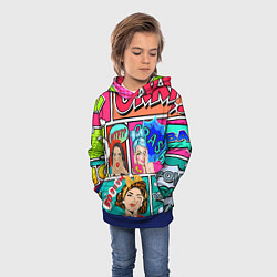 Толстовка-худи детская POP ART, цвет: 3D-синий — фото 2