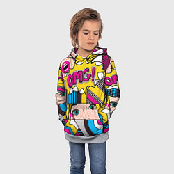 Толстовка-худи детская POP ART, цвет: 3D-меланж — фото 2