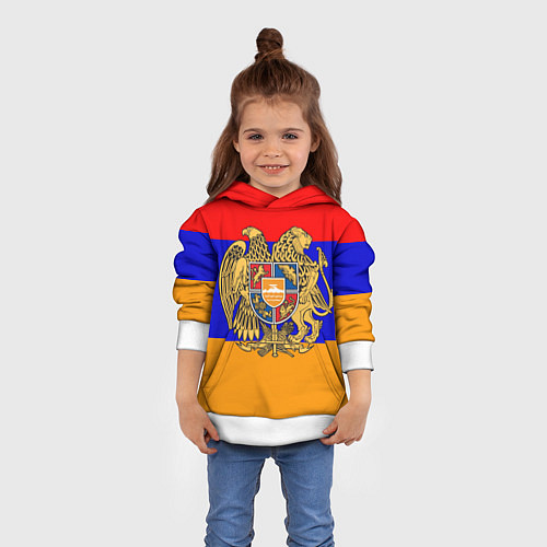 Детская толстовка Герб и флаг Армении / 3D-Белый – фото 4