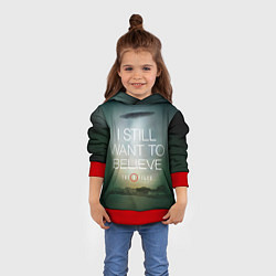 Толстовка-худи детская I still want to believe, цвет: 3D-красный — фото 2