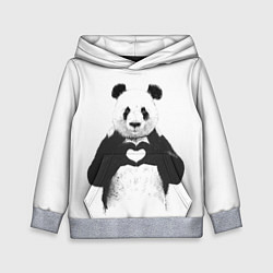 Толстовка-худи детская Panda Love, цвет: 3D-меланж