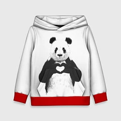 Толстовка-худи детская Panda Love, цвет: 3D-красный