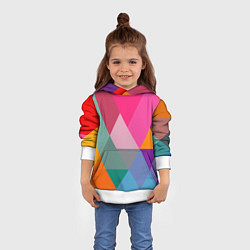 Толстовка-худи детская Разноцветные полигоны, цвет: 3D-белый — фото 2