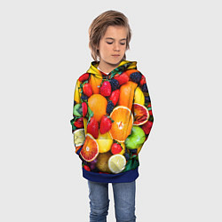Толстовка-худи детская Мультифрукт, цвет: 3D-синий — фото 2