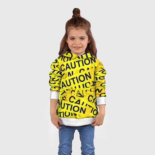 Детская толстовка Caution / 3D-Белый – фото 4