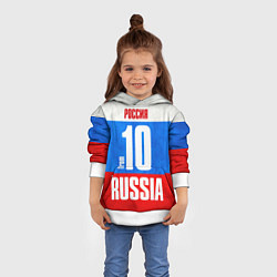 Толстовка-худи детская Russia: from 10, цвет: 3D-белый — фото 2
