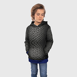 Толстовка-худи детская Черная кожа, цвет: 3D-синий — фото 2