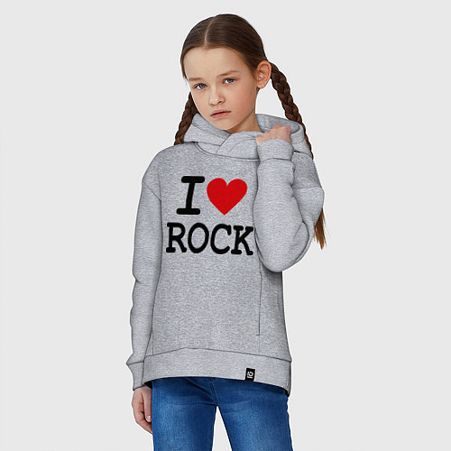 Детское худи оверсайз I love Rock / Меланж – фото 3