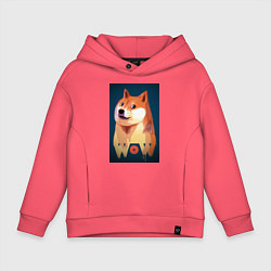 Толстовка оверсайз детская Wow Doge, цвет: коралловый