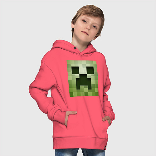 Детское худи оверсайз Мinecraft creeper / Коралловый – фото 4