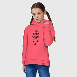 Толстовка оверсайз детская Keep Calm & Ctrl + Z, цвет: коралловый — фото 2
