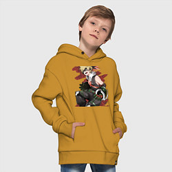 Толстовка оверсайз детская Кацуки Бакугоу, цвет: горчичный — фото 2