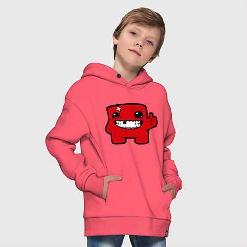 Детское худи оверсайз Super Meat Boy / Коралловый – фото 4