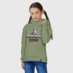 Толстовка оверсайз детская Russia judo, цвет: авокадо — фото 2