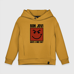 Толстовка оверсайз детская Bon Jovi: Have a nice day, цвет: горчичный