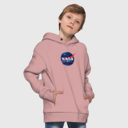 Толстовка оверсайз детская NASA: Cosmic Logo, цвет: пыльно-розовый — фото 2