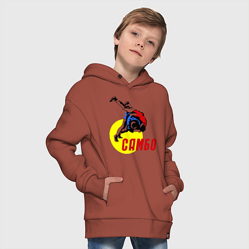 Детское худи оверсайз Спортивное самбо / Кирпичный – фото 4