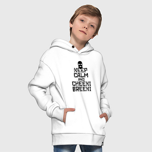 Детское худи оверсайз Keep Calm & Cheeki Breeki / Белый – фото 4