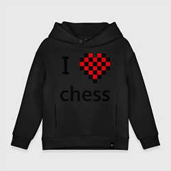 Толстовка оверсайз детская I love chess, цвет: черный