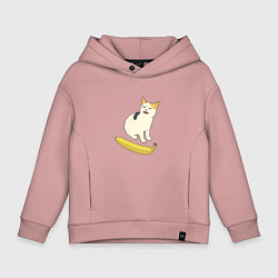 Толстовка оверсайз детская Cat no banana meme, цвет: пыльно-розовый