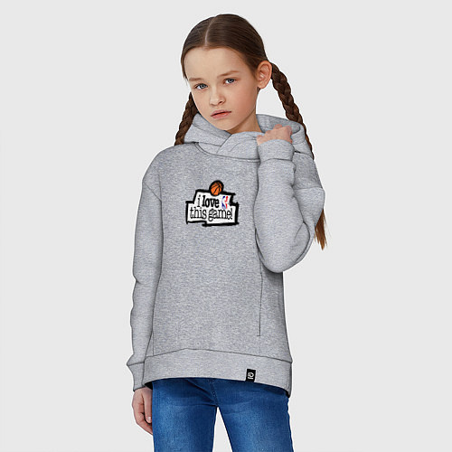 Детское худи оверсайз Basketball: I love this game / Меланж – фото 3