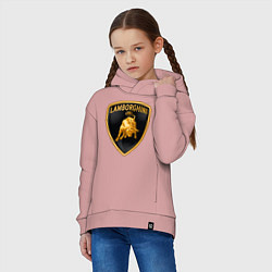 Толстовка оверсайз детская Lamborghini logo, цвет: пыльно-розовый — фото 2