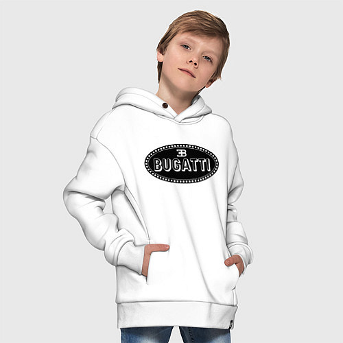 Детское худи оверсайз Bugatti logo / Белый – фото 4