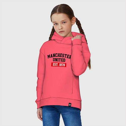 Детское худи оверсайз FC Manchester United Est. 1878 / Коралловый – фото 3