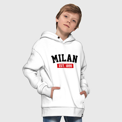 Детское худи оверсайз FC Milan Est. 1899 / Белый – фото 4