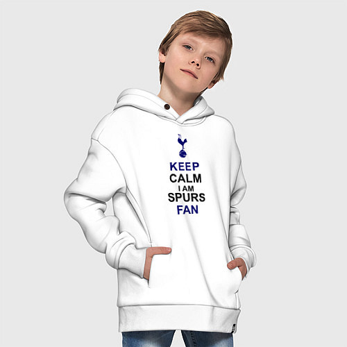 Детское худи оверсайз Keep Calm & Spurs fan / Белый – фото 4
